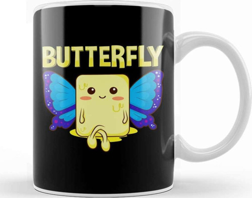 Cute Butterfly Stick Of Butter With Wings Pun Kupa Bardak Porselen