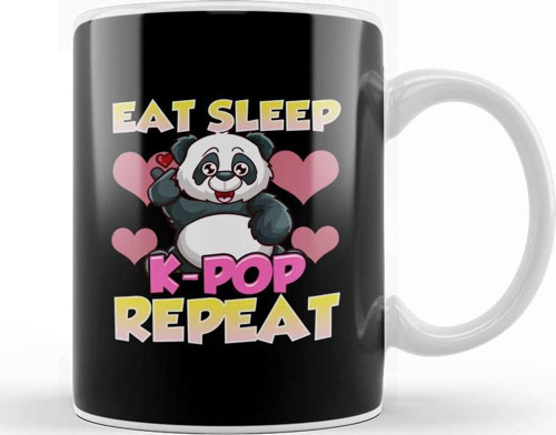 Cute Eat Sleep K Pop Repeat Kawaii Panda Kpop Kupa Bardak Porselen