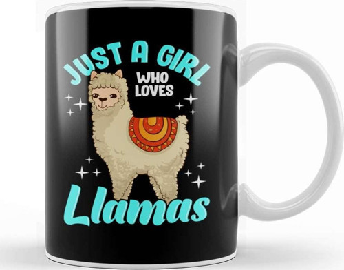 Funny Just A Girl Who Loves Llamas Cute Llama Kupa Bardak Porselen