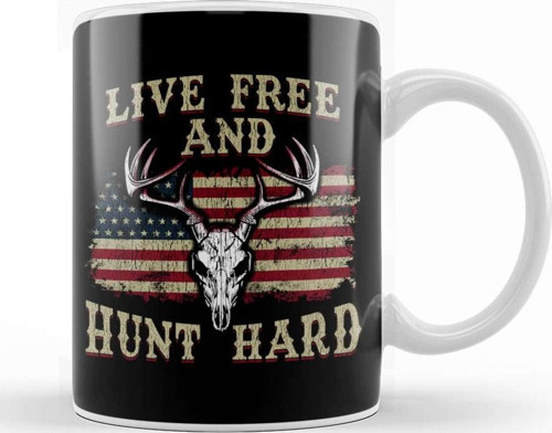 Live Free And Hunt Hard Patriotic Hunting Usa Kupa Bardak Porselen
