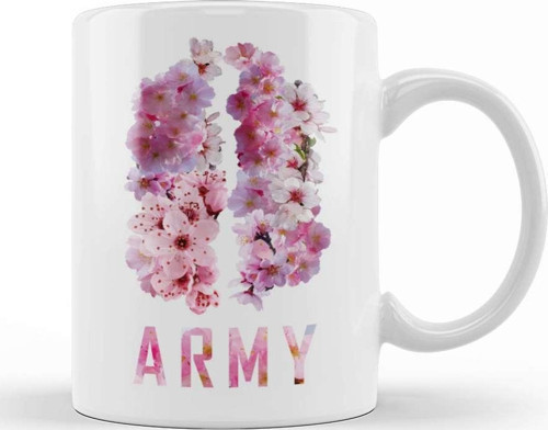 Bts Wings Logo Total Sakura Flowers Army Kpop Kupa Bardak Porselen