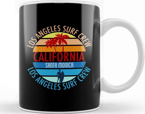 California Los Angeles Surf Crew Santa Monica Kupa Bardak Porselen