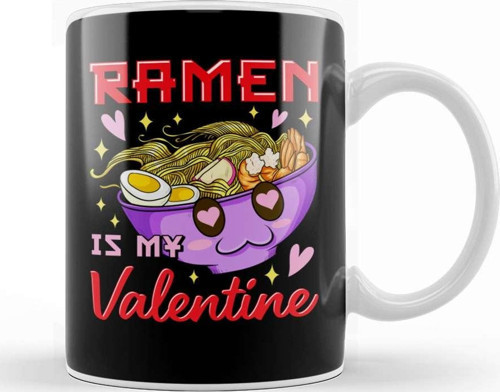 Funny Ramen Is My Valentine Cute Anime Kawaii Kupa Bardak Porselen