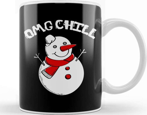 Omg Chill Awesome Christmas Snowman Funny Pun Kupa Bardak Porselen