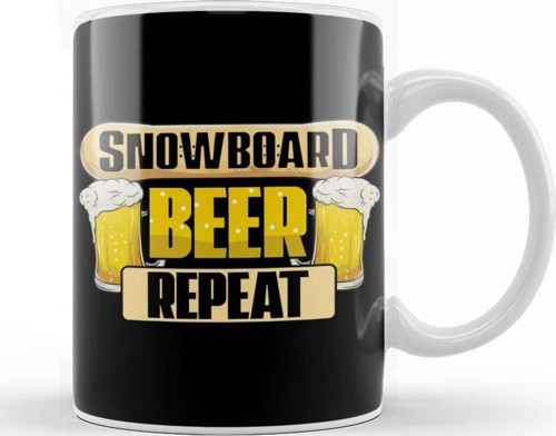 Snowboard Beer Repeat Funny Snowboarder Party Kupa Bardak Porselen