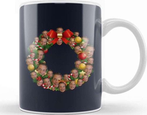 Nigel Farage Ukıp Multiface Christmas Wreath Kupa Bardak Porselen