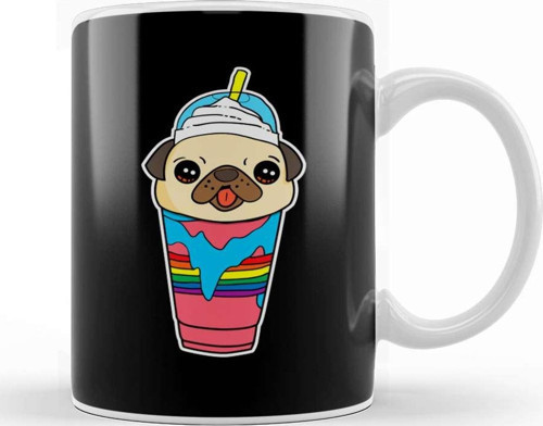 Cute & Funny Pug Puppy Dog In Smoothie Drink Kupa Bardak Porselen