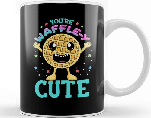 Cute & Funny You'Re Waffle Y Cute Waffle Pun Kupa Bardak Porselen