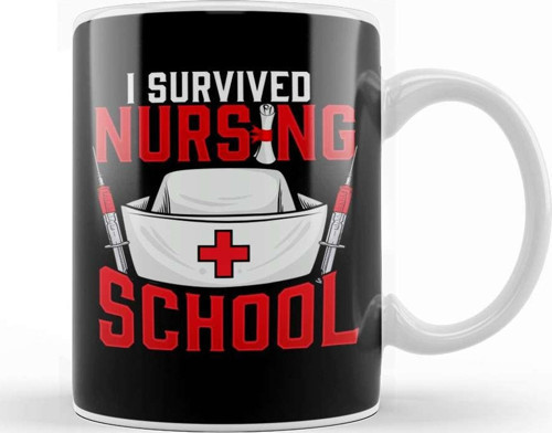 Cute I Survived Nursing School Rn Graduation Kupa Bardak Porselen
