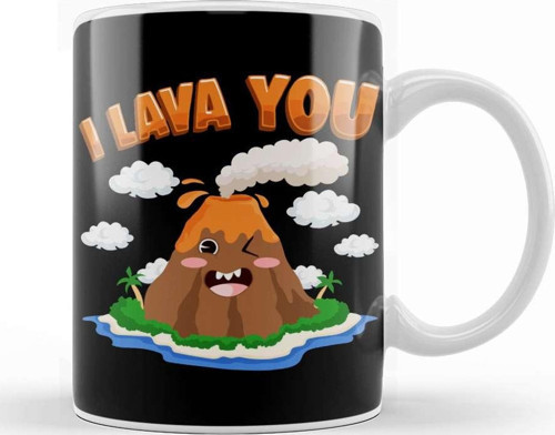 Funny I Lava You Volcano Valentine'S Day Pun Kupa Bardak Porselen