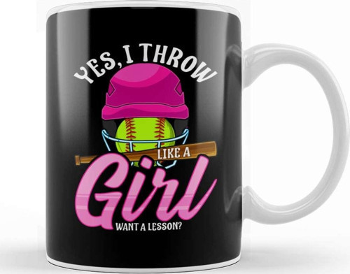 Funny Yes I Throw Like A Girl Want A Lesson Kupa Bardak Porselen