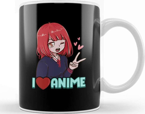 I Love Anime Cute Japanese Kawaii Anime Girl Kupa Bardak Porselen