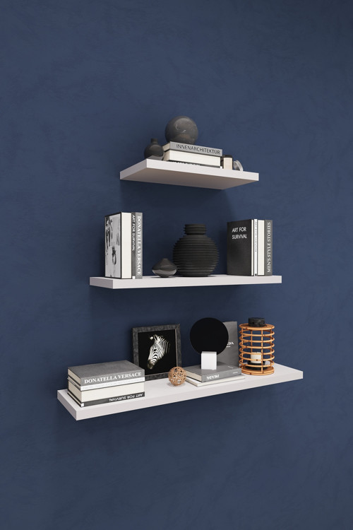 Modern 3'lü Uçan Raf Çok Amaçlı Duvar Rafı Organizer %100 MDF Kitaplık Mutfak Banyo Rafı DRF05