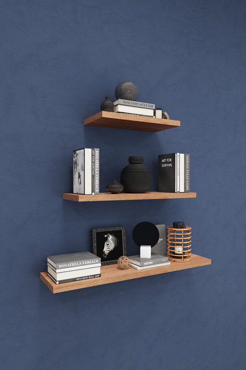 Modern 3'lü Uçan Raf Çok Amaçlı Duvar Rafı Organizer %100 MDF Kitaplık Mutfak Banyo Rafı DRF02