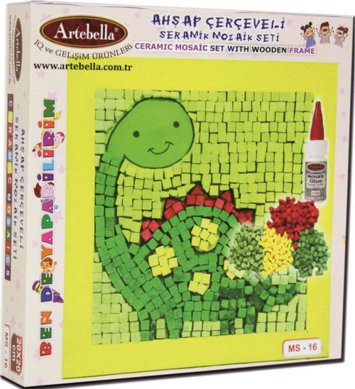16 I Çocuk Ahşap Çerçeveli Seramik Mozaik Set 20x20 cm