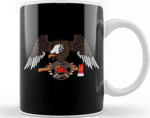 Patriotic Firefighter Eagle Fire Department Kupa Bardak Porselen