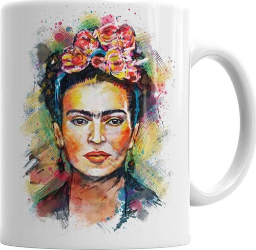 Frida Kahlo Renkli Çiçekli Kupa Bardak Porselen