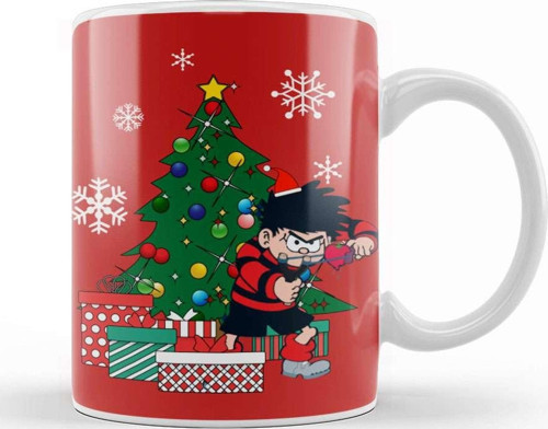 Dennis The Menace Around The Christmas Tree Kupa Bardak Porselen