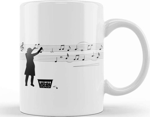 Notalı Müzik Notalar Komik Kupa Bardak Porselen