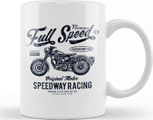 Full Speed Motor Speedway Racing Motorbike Kupa Bardak Porselen