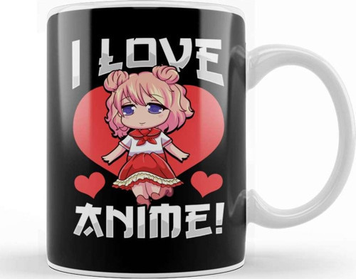 Adorable I Love Anime Girl Japanese Kawaii Kupa Bardak Porselen