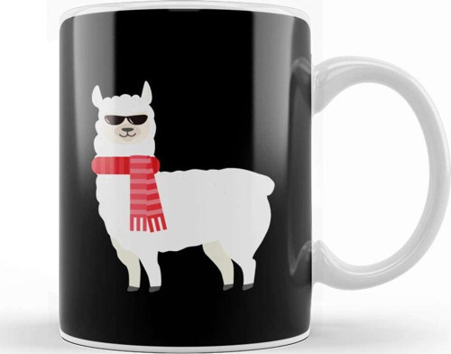 Cute & Adorable Llama With Cool Sunglasses Kupa Bardak Porselen