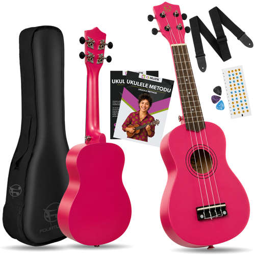 Nova UKS-21DPK Soprano Pembe Ukulele Seti