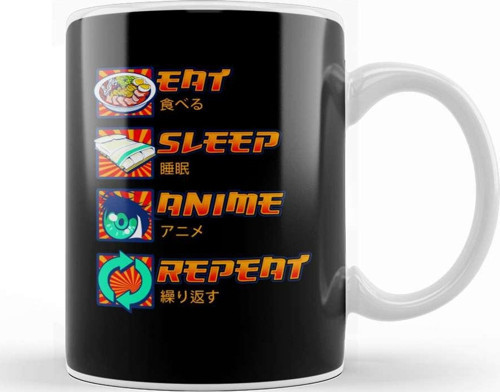 Eat Sleep Anime Repeat Cute Anime Obsessed Kupa Bardak Porselen