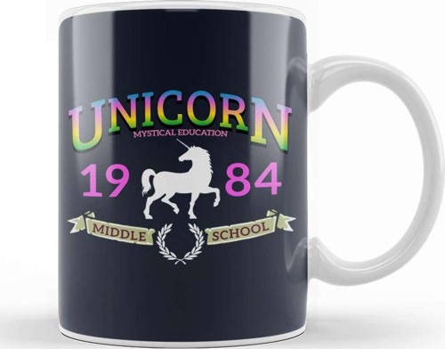 Unicorn Middle School Logo Kupa Bardak Porselen