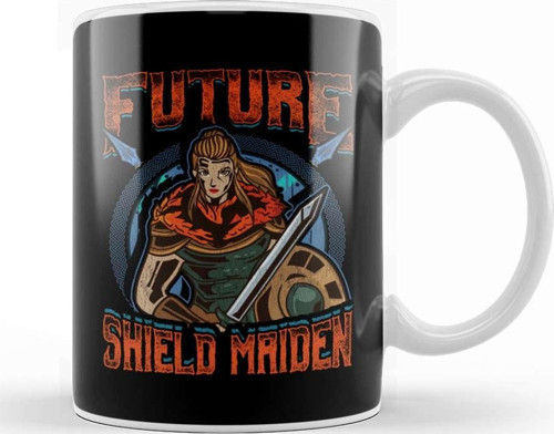 Female Viking Future Shield Maiden Warrior Kupa Bardak Porselen