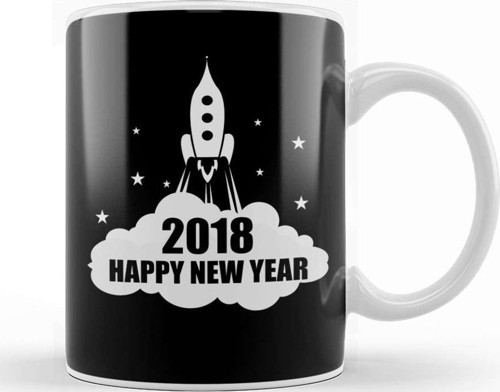 Happy New Year Rocket 2018 Year Of The Dog Kupa Bardak Porselen