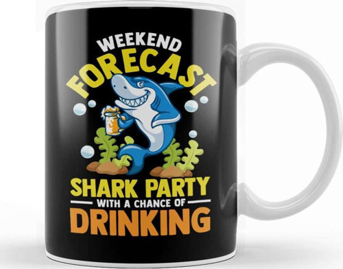 Weekend Forecast Shark Party With Drinking Kupa Bardak Porselen