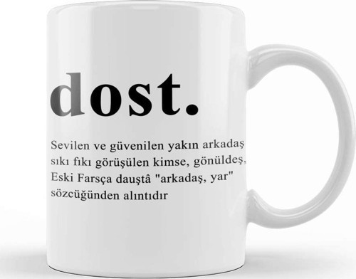 Dost Dosta Arkadaşa Hediye Kupa Bardak Porselen