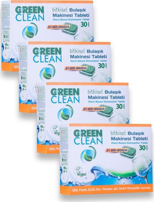 Bitkisel Bulaşık Makinesi Tableti 30 Adet 4'lü Set 5'i Bir Arada Eco Garanti Ve Vegan Sertifikalı
