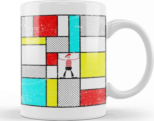 Mondrian'S Mime Minimalism Kupa Bardak Porselen