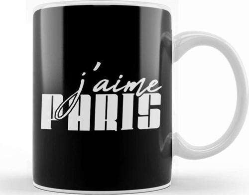 French Slogan J'Aime Paris Kupa Bardak Porselen
