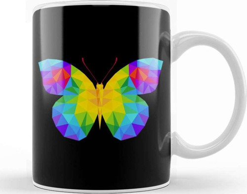 Geometric Animal Butterfly Kupa Bardak Porselen
