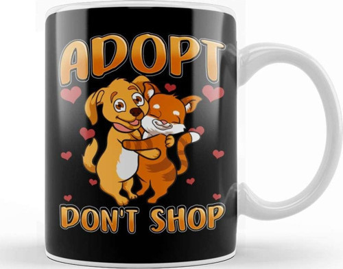 Adopt Don T Shop Cat & Dog Kupa Bardak Porselen