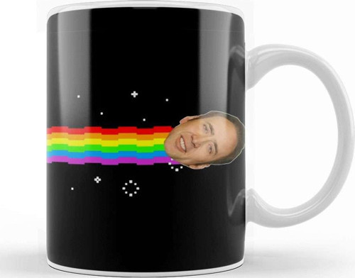 Nicolas Cage Nyan Cat Meme Kupa Bardak Porselen