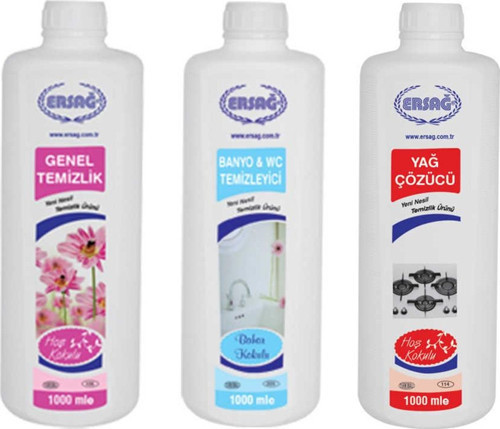Genel Temizlik + Bahar Kokulu Banyo & WC Temizleyici + Yağ Çöz 1000 Ml.
