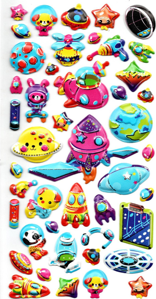 Sticker Kabartmalı Stiker Defter, Planlayıcı Etiket (limlra-033) - 17X9 cm - Uzay, Galaksi