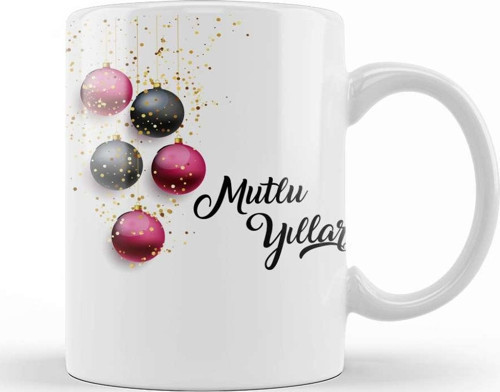 Mutlu Yıllar Noel Topları Kupa Bardak Porselen