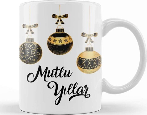 Mutlu Yıllar Noel Topları Kupa Bardak Porselen