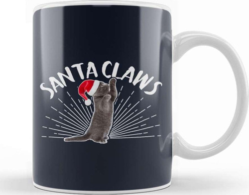 Santa Claws Christmas Cat Kupa Bardak Porselen