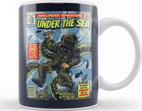 Under The Sea Diver Comic Kupa Bardak Porselen