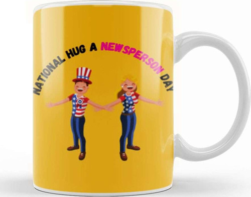 National Hug A Newsperson Kupa Bardak Porselen