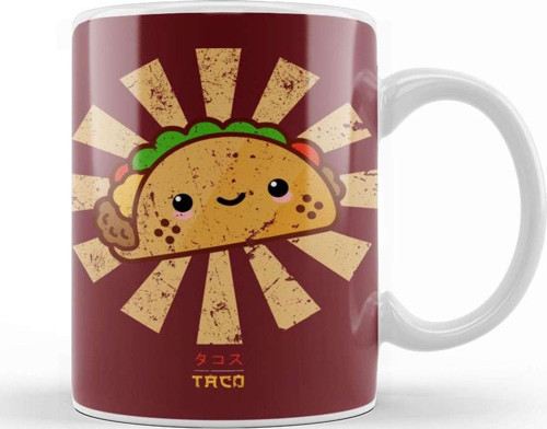 Happy Taco Retro Japanese Kupa Bardak Porselen