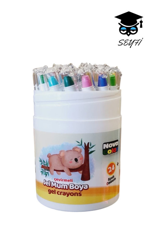 24 renk çevirmeli jel mum boya nova color plastik çantalı 3