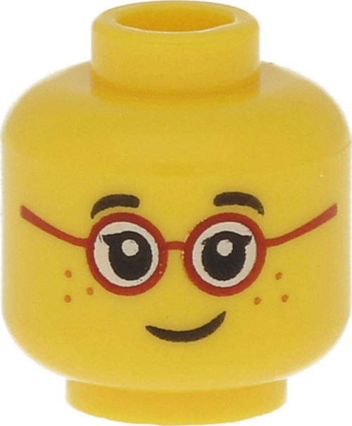 Aksesuar Custom Minifigür Minifigure Head Sarı Kafa Çilli Gülen Kırmızı Gözlüklü Çocuk