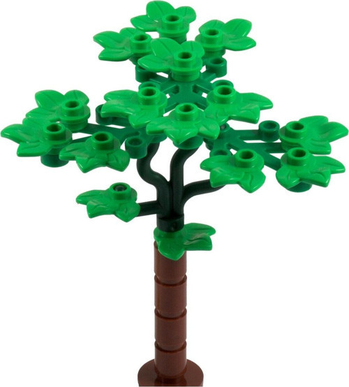 Aksesuar Moc Custom Minifigür Modular Building Bina Yeşil Yapraklı Orta Boy Ağaç